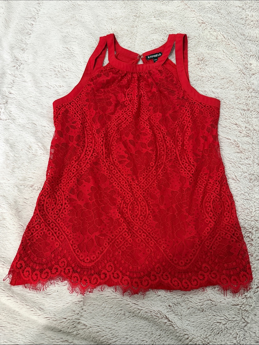 Express Red Lace Halter-Style Tank